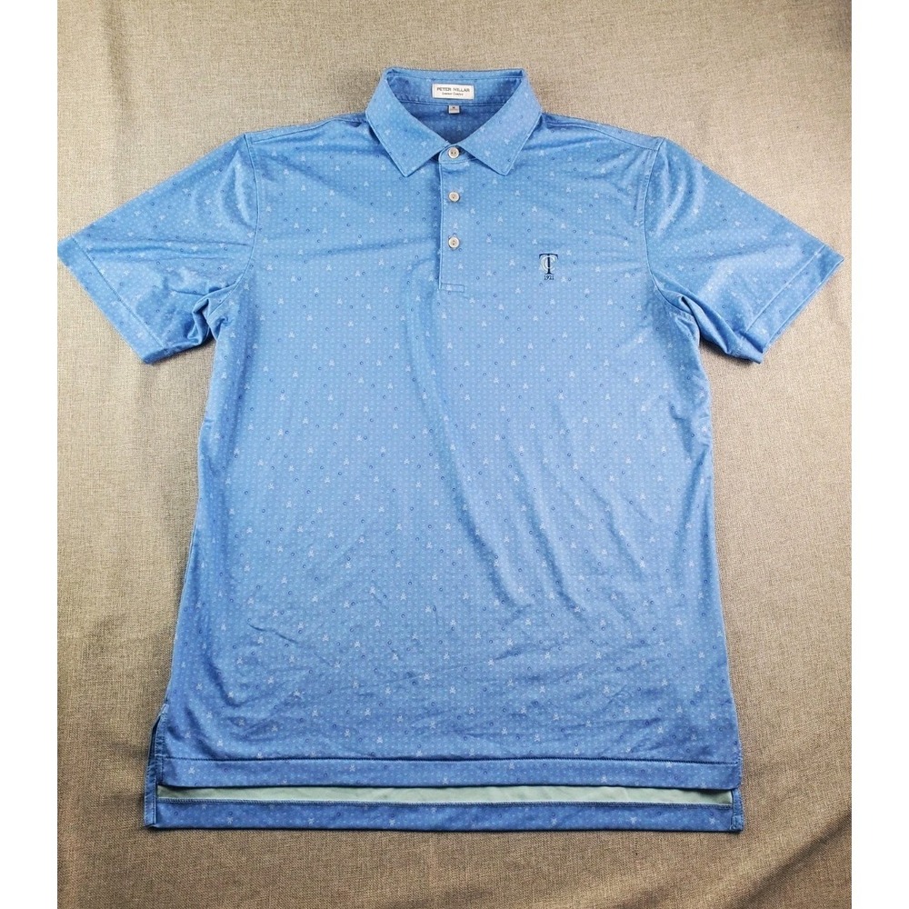 Tavistock Golf Peter Millar Summer Comfort Shirt Mens M Blue Skulls AOP Polo